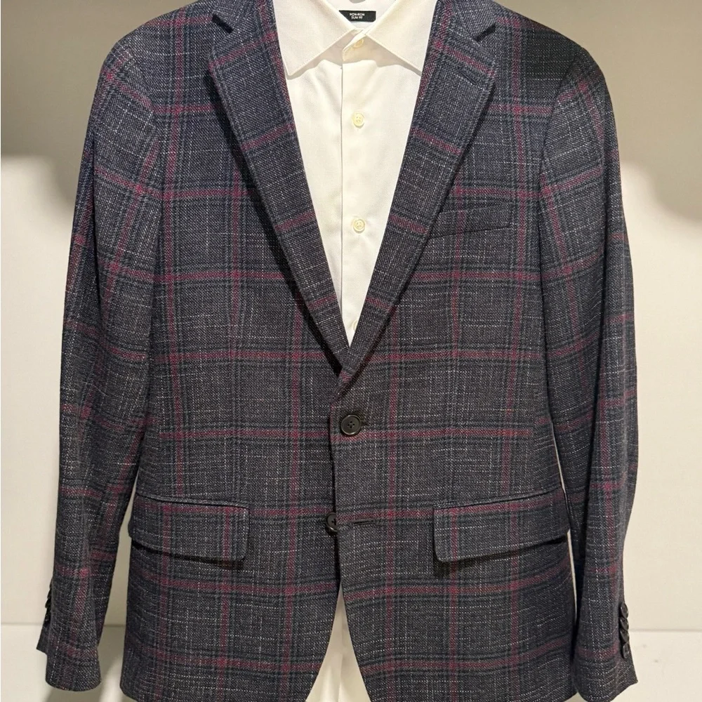 Original Penguin Navy/Burgundy Plaid Sport Coat